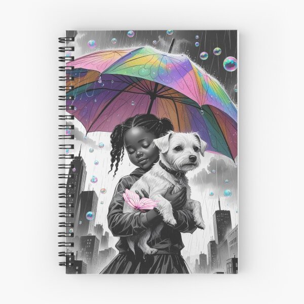 Item preview, Young Girl With a White Dog and a Colorful Umbrella 9 designed and sold by AlinaSCorner.