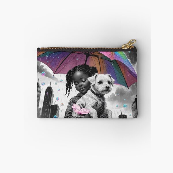 Item preview, Young Girl With a White Dog and a Colorful Umbrella 9 designed and sold by AlinaSCorner.