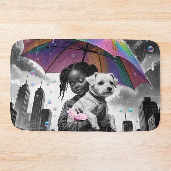 Item preview, Young Girl With a White Dog and a Colorful Umbrella 9 designed and sold by AlinaSCorner.