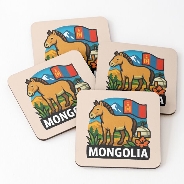 Item preview, Mongolia - Przewalski's Horse with Grasslands & Mountains designed and sold by Myra365Art.