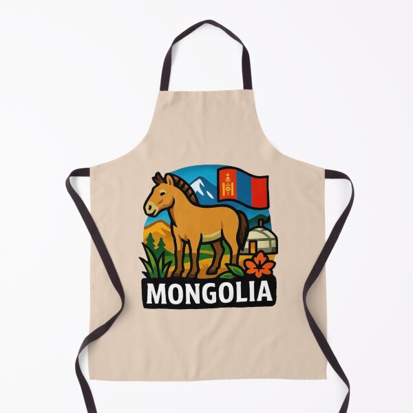 Item preview, Mongolia - Przewalski's Horse with Grasslands & Mountains designed and sold by Myra365Art.