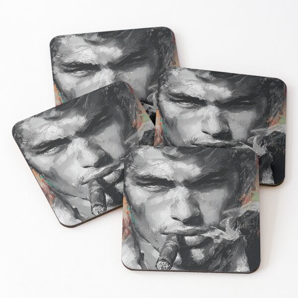 Item preview, Command the Moment- Intense Man Smoking Cigar Amid Swirling Bold Colors designed and sold by OlfactoART Studio.