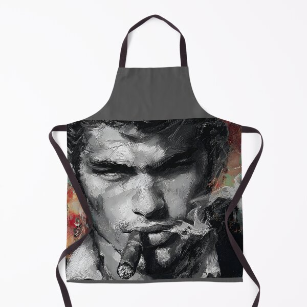 Item preview, Command the Moment- Intense Man Smoking Cigar Amid Swirling Bold Colors designed and sold by OlfactoART Studio.