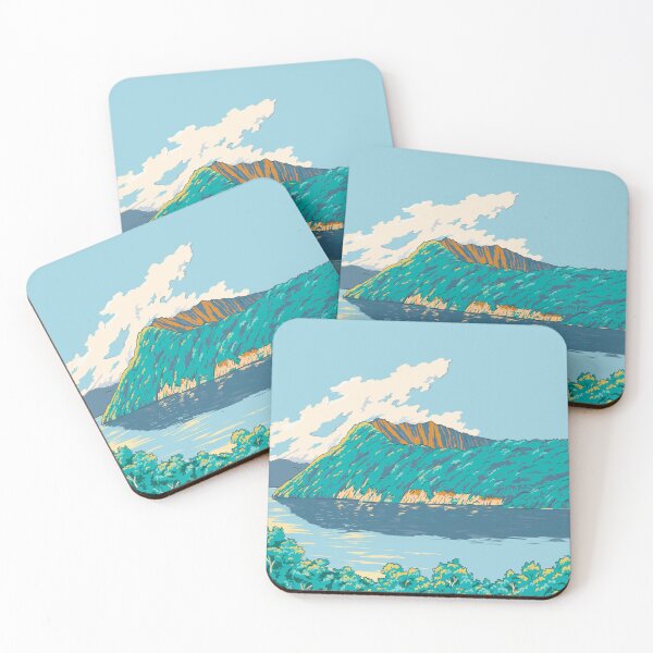 Item preview, Lake Mashu in Akan Mashu National Park Japan Ukiyo-e Retro Woodblock Style designed and sold by patrimonio.