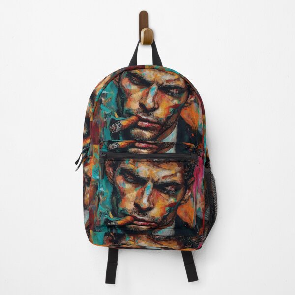 Item preview, Embrace the Moment- Contemplative Man with Cigar in a Vivid Swirl of Color and Smoke designed and sold by OlfactoART Studio.