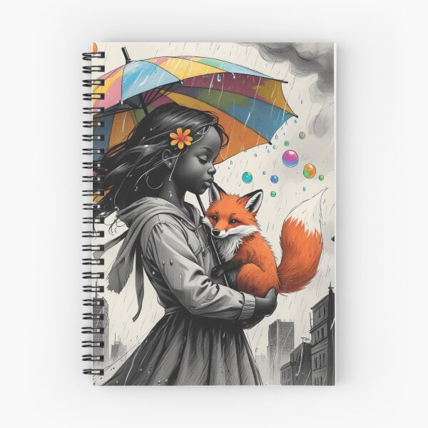 Item preview, Young Girl With a White Red Fox and a Colorful Umbrella designed and sold by AlinaSCorner.