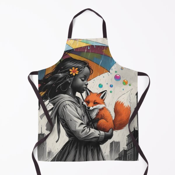 Item preview, Young Girl With a White Red Fox and a Colorful Umbrella designed and sold by AlinaSCorner.