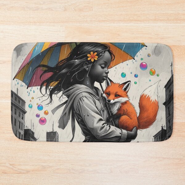Item preview, Young Girl With a White Red Fox and a Colorful Umbrella designed and sold by AlinaSCorner.