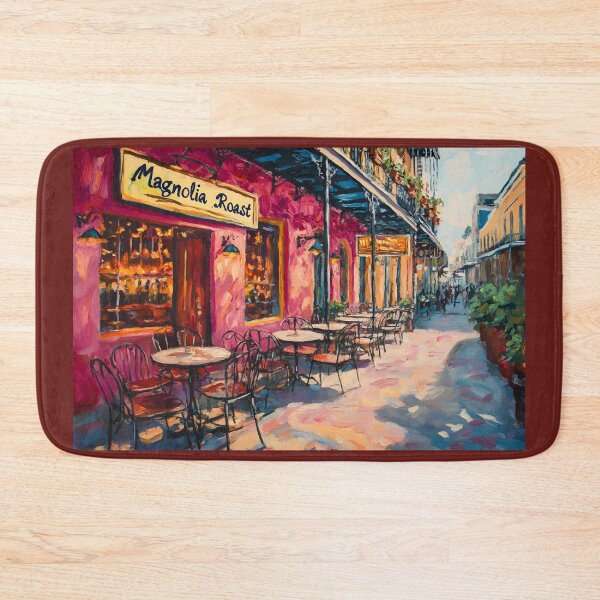Item preview, Sip the Charm at Magnolia Roast- A Cozy Pink Café Scene in Vibrant New Orleans designed and sold by OlfactoART Studio.