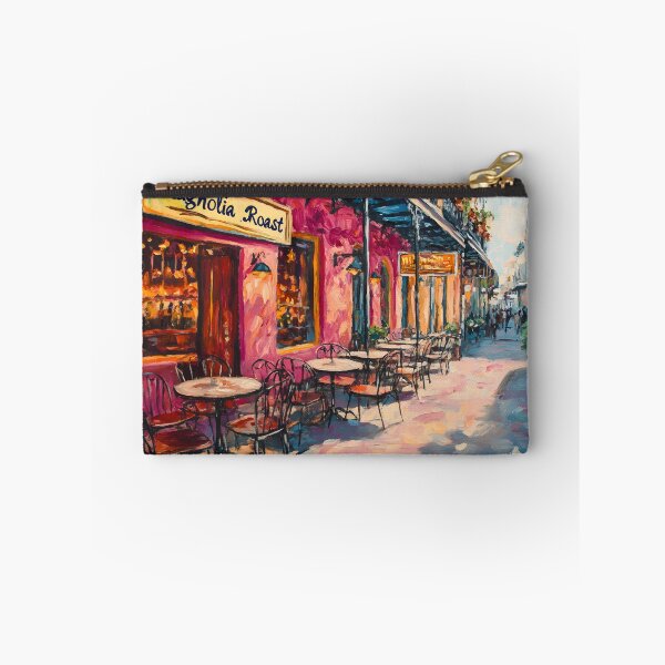 Item preview, Sip the Charm at Magnolia Roast- A Cozy Pink Café Scene in Vibrant New Orleans designed and sold by OlfactoART Studio.