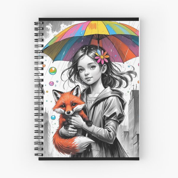 Item preview, Young Girl With a White Red Fox and a Colorful Umbrella 2 designed and sold by AlinaSCorner.