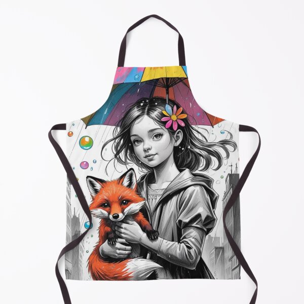 Item preview, Young Girl With a White Red Fox and a Colorful Umbrella 2 designed and sold by AlinaSCorner.