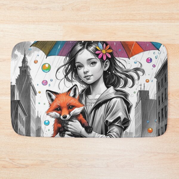 Item preview, Young Girl With a White Red Fox and a Colorful Umbrella 2 designed and sold by AlinaSCorner.