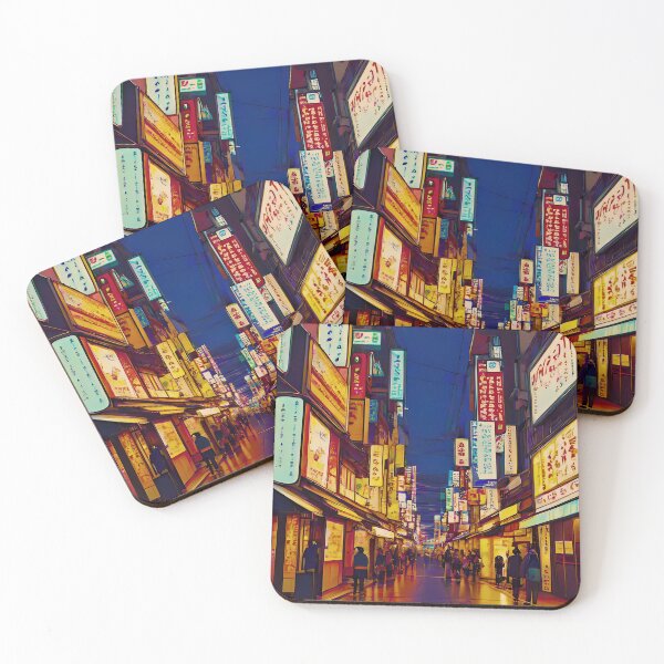 Item preview, Japanese City Street At Night  designed and sold by ZenGrooves.