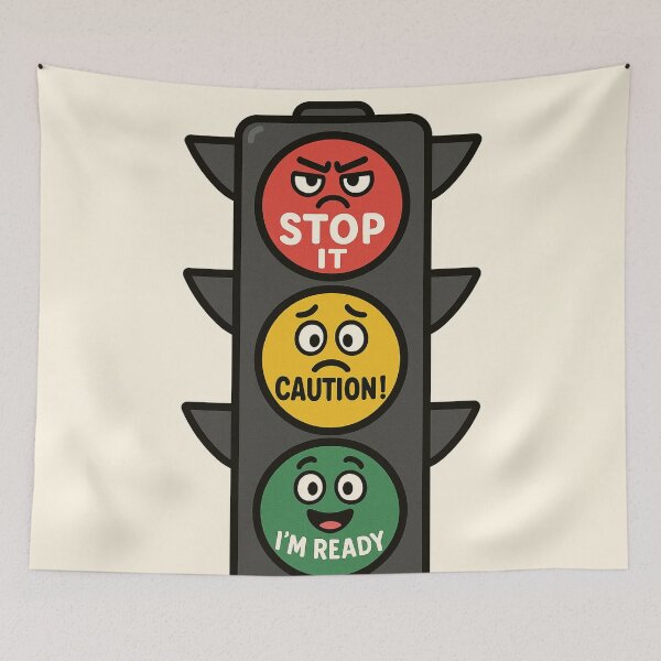 Item preview, Emotional Traffic Light – Funny Relatable Sticker Design designed and sold by PrometheusStyle.