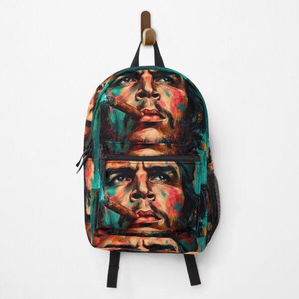 Item preview, Revolutionary Gaze in Smoke - Bold Portrait of Guevara with Cigar in Vivid Expressionist Style designed and sold by OlfactoART Studio.