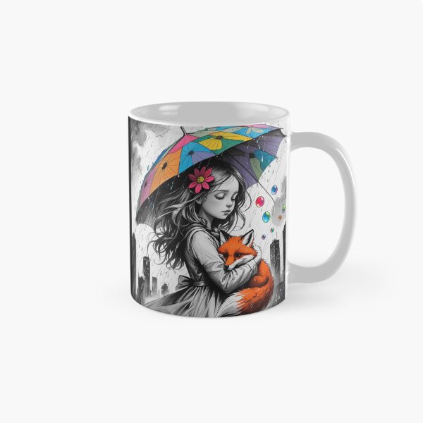 Item preview, Young Girl With a White Red Fox and a Colorful Umbrella 4 designed and sold by AlinaSCorner.