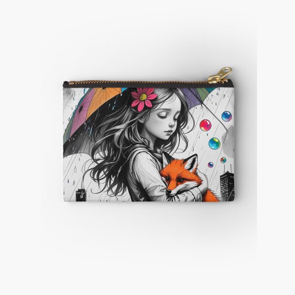Item preview, Young Girl With a White Red Fox and a Colorful Umbrella 4 designed and sold by AlinaSCorner.