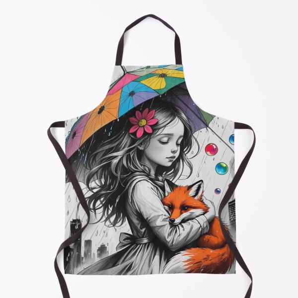 Item preview, Young Girl With a White Red Fox and a Colorful Umbrella 4 designed and sold by AlinaSCorner.