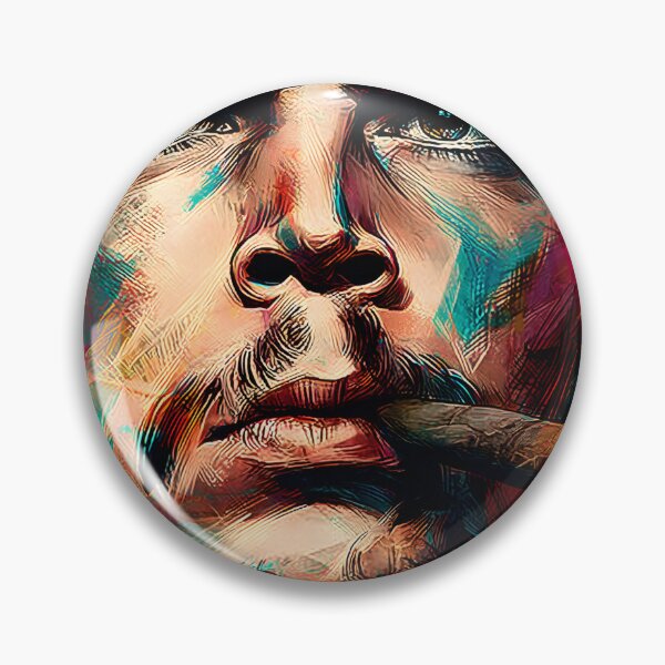 Item preview, Colorstorm of Revolution - Vivid Portrait of Guevara with Cigar and Piercing Gaze designed and sold by OlfactoART Studio.