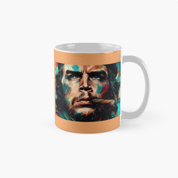 Item preview, Colorstorm of Revolution - Vivid Portrait of Guevara with Cigar and Piercing Gaze designed and sold by OlfactoART Studio.