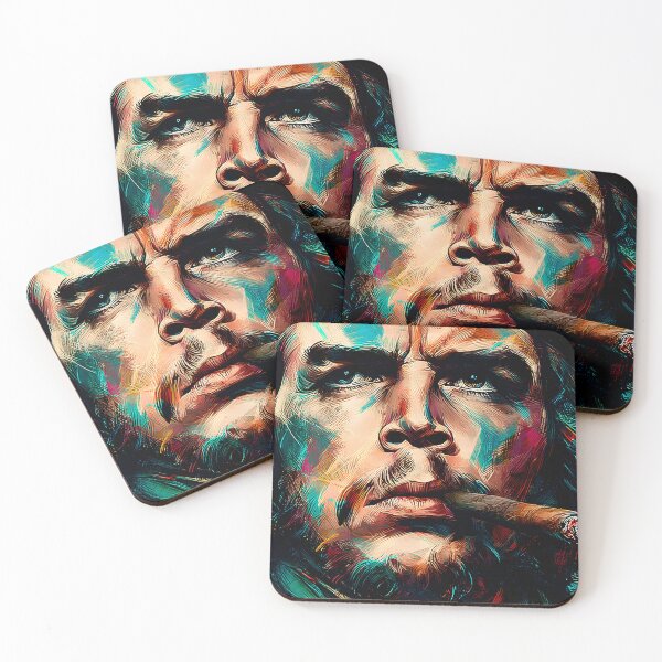Item preview, Colorstorm of Revolution - Vivid Portrait of Guevara with Cigar and Piercing Gaze designed and sold by OlfactoART Studio.