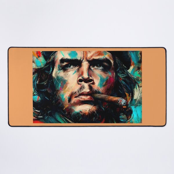 Item preview, Colorstorm of Revolution - Vivid Portrait of Guevara with Cigar and Piercing Gaze designed and sold by OlfactoART Studio.