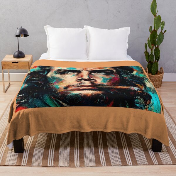 Item preview, Colorstorm of Revolution - Vivid Portrait of Guevara with Cigar and Piercing Gaze designed and sold by OlfactoART Studio.