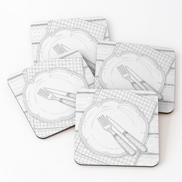 Item preview, Rustic Plate Setting – Line Art Illustration designed and sold by Pacika.