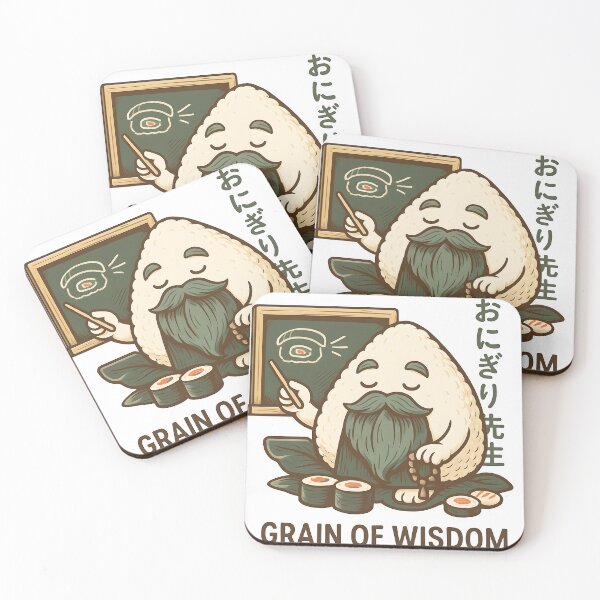 Item preview, Grain of Wisdom Japanese Sushi Teacher Onigiri Sensei Funny Food Pun Kawaii designed and sold by Alchemy Ink.