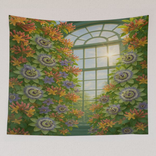 Item preview, Sunlit Blooms: Honeysuckle & Passionflower Art designed and sold by nigejohn.