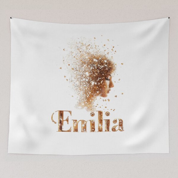 Item preview, Emilia – Sparkling Champagne Gold Portrait Name Art designed and sold by VisionaryVeils.