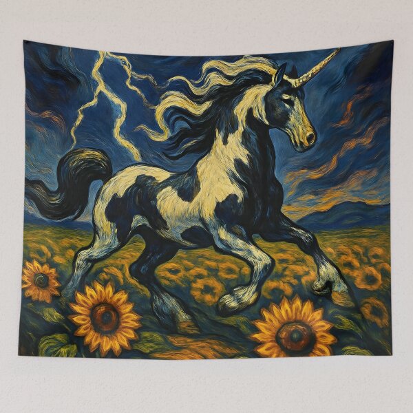 Aperçu de l'œuvre Licorne Pinto dans les tournesols créée et vendue par Angelandspot.