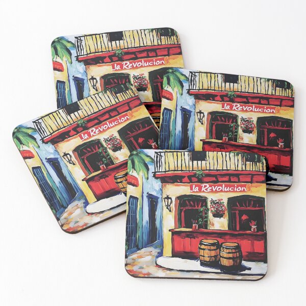 Item preview, Lush Havana Hideaway - Vibrant Cafe Bar Scene with Red Facade, Greenery, and Rustic Charm designed and sold by OlfactoART Studio.