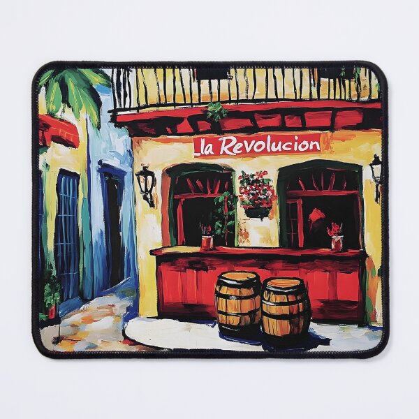 Item preview, Lush Havana Hideaway - Vibrant Cafe Bar Scene with Red Facade, Greenery, and Rustic Charm designed and sold by OlfactoART Studio.