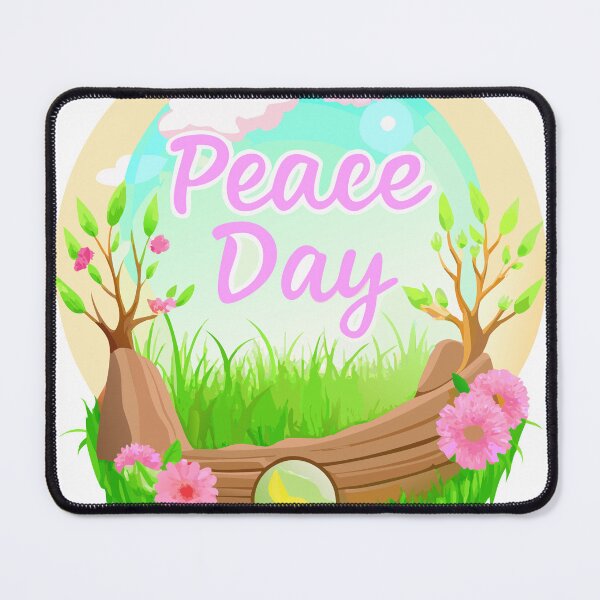 Item preview, Peace Day Design with Pink Text, Trees, and Glowing Dove Symbol designed and sold by Creative88Art.