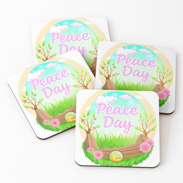 Item preview, Peace Day Design with Pink Text, Trees, and Glowing Dove Symbol designed and sold by Creative88Art.