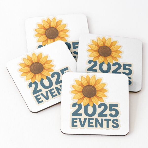 Item preview, Sunflower Design with 2025 Events Text in Bold Blue Font designed and sold by Creative88Art.