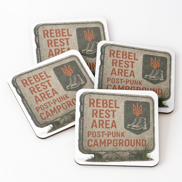 Item preview, Weathered Stone Sign for Rebel Rest Area Post Punk Campground designed and sold by Creative88Art.