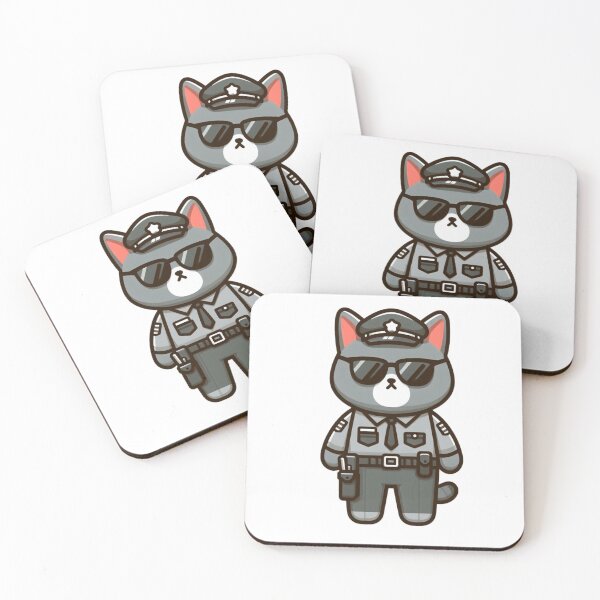 Item preview, Serious Cartoon Cat Museum Guard in Sunglasses and Uniform – Bold Animal Art designed and sold by Confuzz1ed.