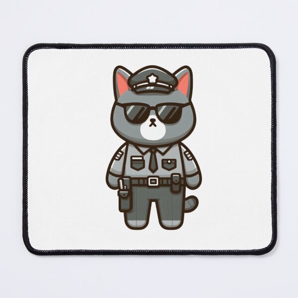 Item preview, Serious Cartoon Cat Museum Guard in Sunglasses and Uniform – Bold Animal Art designed and sold by Confuzz1ed.