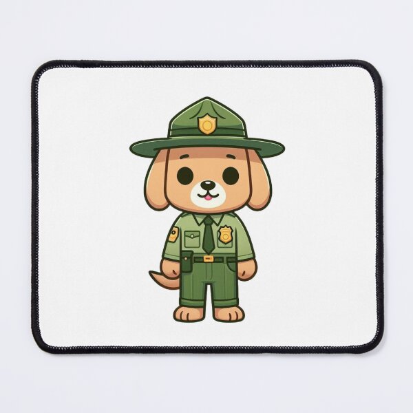 Item preview, Friendly Cartoon Dog Park Ranger in Uniform and Hat – Bold Animal Art designed and sold by Confuzz1ed.