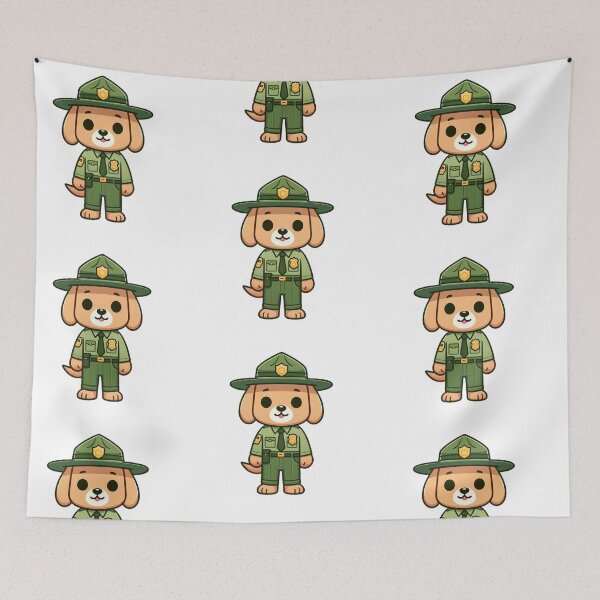 Item preview, Friendly Cartoon Dog Park Ranger in Uniform and Hat – Bold Animal Art designed and sold by Confuzz1ed.