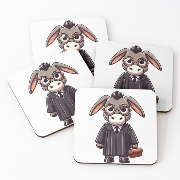 Item preview, Stern Cartoon Donkey Judge in Robe and Glasses – Bold Animal Art designed and sold by Confuzz1ed.
