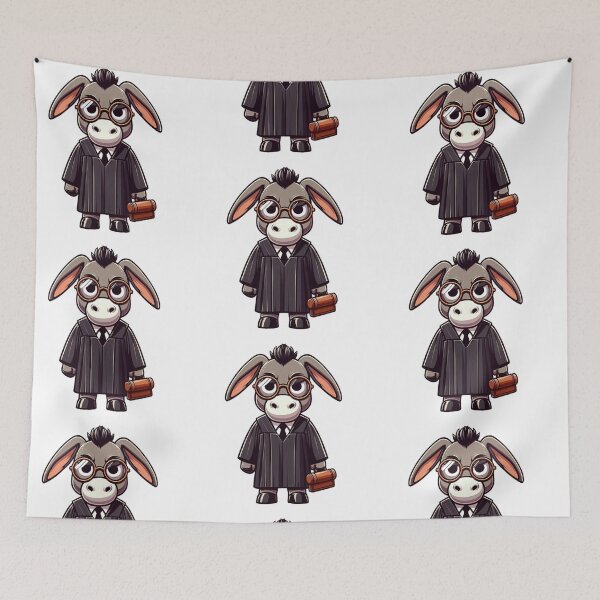 Item preview, Stern Cartoon Donkey Judge in Robe and Glasses – Bold Animal Art designed and sold by Confuzz1ed.