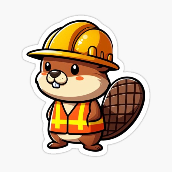 Item preview, Hardworking Cartoon Beaver Construction Worker in Safety Gear – Bold Animal Art designed and sold by Confuzz1ed.