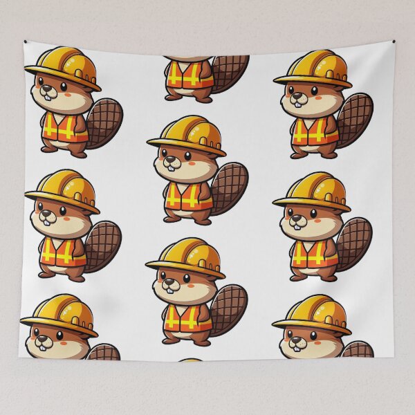 Item preview, Hardworking Cartoon Beaver Construction Worker in Safety Gear – Bold Animal Art designed and sold by Confuzz1ed.