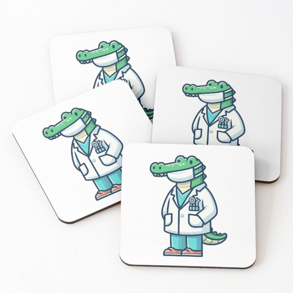 Item preview, Confident Cartoon Crocodile Dentist in White Coat – Bold Animal Art designed and sold by Confuzz1ed.