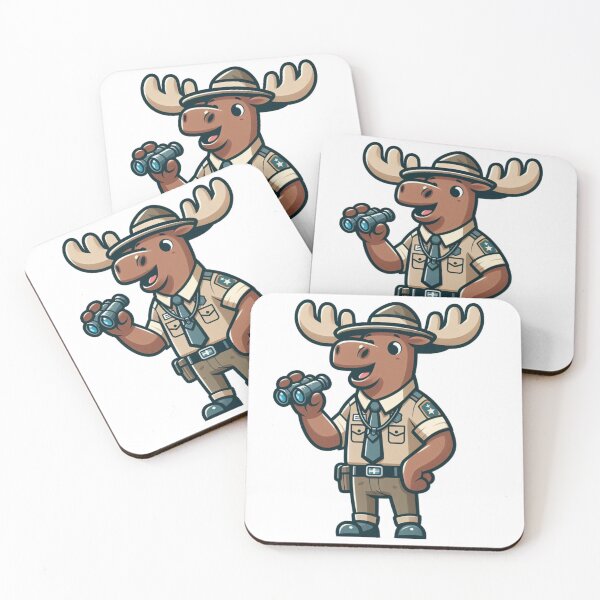 Item preview, Enthusiastic Cartoon Moose Tour Guide with Vest and Binoculars – Bold Animal Art designed and sold by Confuzz1ed.