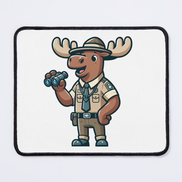 Item preview, Enthusiastic Cartoon Moose Tour Guide with Vest and Binoculars – Bold Animal Art designed and sold by Confuzz1ed.